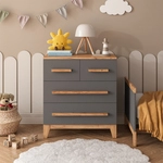 Kommode Malia, Grau/artisan, 80 X 88 Cm Mit 4 Schubladen, Vitalispa