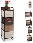 Schubladenschrank, 4 Stoff F&auml;cher, Schmal, Mit Griffen, Ablage, Nischenschrank Hbt