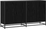Vidaxl Sideboard Black Oak 134 X 35 X 76 Cm Engineered Wood