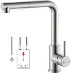 Niederdruck K&uuml;chenarmatur Mit Ausziehbarer Brause, 3 Anschl&uuml;ssen F&uuml;r Boiler