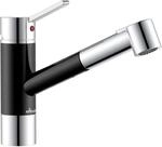 K&uuml;chenarmatur Mit Ausziehbarer Brause, Hochdruck, Schwenkbar, Schwarz/chrom