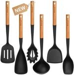 6-teiliges K&uuml;chenutensilien-set Aus Silikon Mit Holzgriff, Hitzebest&auml;ndig,
