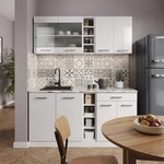 Singlek&uuml;che R-line, Wei&szlig; Hochglanz/wei&szlig;, 160 Cm Ohne Arbeitsplatte, Vicco
