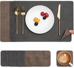 Platzsets Abwaschbar 6er Set, Doppelseitig, Lederoptik, Wasserdicht, Grau Braun