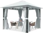 Toolport Gartenpavillon 3x3 M, Alu-pfosten, Dachplane Ca. 220 G/m&sup2;, Grau - Mit