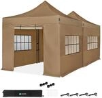 Vonroc Partyzelt-set 3x3 M &ndash; 2 St&uuml;ck Mit Verbindungsset Und Regenrinne Beige
