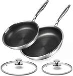 24/28cm Bratpfannen-set Edelstahl Antihaft Deckel Induktion & Backofenfest