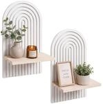 Relaxdays Wandregal, 2er Set, Hxbxt: 35 X 18 X 13 Cm, Holz, Regenbogen, Boho Style,