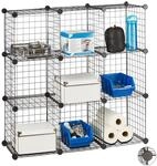 Steckregal Drahtgitter, 9 F&auml;cher, Diy-regalsystem Metall, Offenes W&uuml;rfelregal,