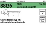 Gewinde&ouml;se R 88136 Typ 48 M 8 X 25 D 12 Stahl Galvanisch Verzinkt
