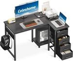Eckschreibtisch L-form 100x70cm Mit 4 Schubladen, Umkehrbar, Schwarz