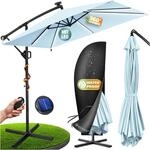 Kesser&reg; Ampelschirm Holly, &Oslash; 350 Cm, Led Solar, Aluminium - Hellblau