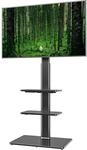 Tv Standfu&szlig; Mit 3 Regalen, H&ouml;henverstellbar, Schwenkbar, F&uuml;r 19-42 Zoll Tvs