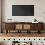 Rattan-tv-m&ouml;bel Mit 2 T&uuml;ren Und 2 Schiebet&uuml;ren, Aus Mdf, 180x40x40 Cm, F&uuml;r