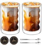 Doppelwandige Latte Macchiato Gl&auml;ser 2er Set 350ml Mit L&ouml;ffeln & Untersetzern