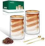 Doppelwandige Latte Macchiato Gl&auml;ser 400ml Mit Spiraldesign, 2er Set Inkl....