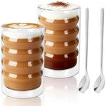 Doppelwandige Latte Macchiato Gl&auml;ser 4er Set 400ml Mit Edelstahll&ouml;ffeln