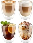 Doppelwandige Gl&auml;ser 4er Set 250ml F&uuml;r Cappuccino, Latte Macchiato, Kaffee,...