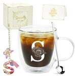 Doppelwandiges Latte Macchiato Glas Mit Initialen, Geschenkset Mit L&ouml;ffel