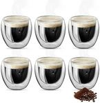 Espressogl&auml;ser 6er Set, 80ml Doppelwandig, Hitzebest&auml;ndig, Borosilikatglas