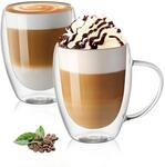 Doppelwandige Kaffeegl&auml;ser 400ml Mit Griff, 2er Set, Borosilikatglas