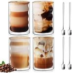 Doppelwandige Latte Macchiato Gl&auml;ser 400ml 4er Set Mit L&ouml;ffeln