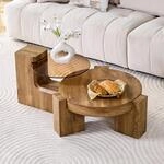 Set Runder, Zerlegbarer Couchtische Aus Mdf In Holzoptik Und Braun Get&ouml;ntem Glas
