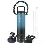 Edelstahl Thermosflasche 709ml Mit 3 Deckeln, Paracord-griff & 48h...