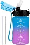 Trinkflasche Kinder 350ml Mit Strohhalm, Bpa-frei, Auslaufsicher, Mit Zeitmarkierung,