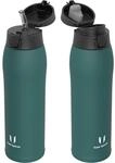 Edelstahl Thermosflasche 350-950ml, Bpa-frei, 2 Deckel, Dunkelgr&uuml;n