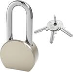 Vorh&auml;ngeschloss Edelstahl 65mm Mit Langem B&uuml;gel Inkl. 3 Schl&uuml;ssel