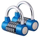 5-stelliges Zahlenschloss Vorh&auml;ngeschloss, R&uuml;cksetzbar, 2er-pack, Blau