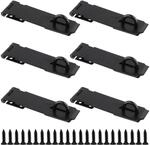 6er Set Vorh&auml;ngeschloss Haspen Edelstahl Schwarz 15,9cm F&uuml;r Tore & Schr&auml;nke