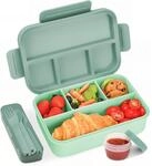 Brotdose Mit 4 F&auml;chern 1300ml, Auslaufsicher, Bpa-frei, Inkl. Besteckset
