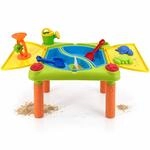 Relaxdays Wasserspieltisch 2 F&auml;cher, Viel Zubeh&ouml;r, Hxbxt: 46x100x48 Cm,