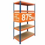 Relaxdays Schwerlastregal, Hbt: 180x100x30cm, Traglast 875 Kg, 5 Mdf-ebenen,