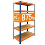 Relaxdays Schwerlastregal, Hbt: 200x120x50cm, Traglast 875 Kg, 5 Mdf-ebenen,