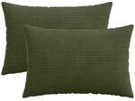 Kissenbezug 2 Pcs Heerlen Gr&uuml;n 40 X 60 Cm Cord Vidaxl