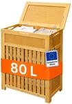 Relaxdays W&auml;schekorb, 80 Liter, Lamellen-design, Hbt: 62,5 X 50,5 X 28 Cm,