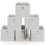 Relaxdays Aufbewahrungsbox, 6er Set, 30x30x30 Cm, Stoff, Holzoptik, Griffloch,