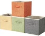 Aufbewahrungsboxen Stoff 4er Set 27x27x28cm Faltbar Mit Griffen, 4 Farben