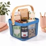 Relaxdays Aufbewahrungskorb, Mit Henkel, Kleidung, Deko, Stahl & Holz,