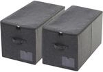 2x Aufbewahrungskorb Mit Deckel, Faltbar, 60l, 56x32x33cm, Schwarz-grau