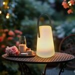Spetebo - Led Tischlampe Mit Lederband Konisch Rund - 20 X 14 Cm - Garten Tisch
