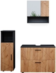 Vicco - Badm&ouml;bel-set Irma, Goldkraft Eiche/anthrazit, 3 Teile, Mit Midischrank
