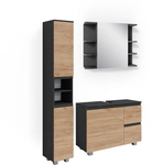 Vicco - Badm&ouml;bel-set J-shape, Grau, 3 Teile, Mit Hochschrank