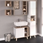 Vicco - Badm&ouml;bel-set Senyo, Wei&szlig;, 4 Teile, Mit Hochschrank