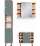 Vicco - Badm&ouml;bel-set Fynn, Gr&uuml;n, 3 Teile, Mit Hochschrank