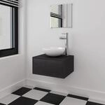 4-tlg. Badm&ouml;bel-set Mit Waschbecken Und Wasserhahn Schwarz Vidaxl