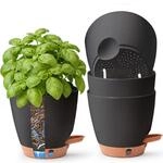 4er Set Selbstbew&auml;ssernder Kr&auml;utertopf 15cm F&uuml;r Fensterbank & K&uuml;che Schwarz